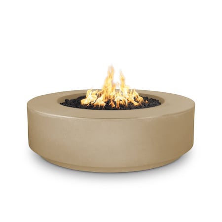 The Outdoor Plus 42 Round Florence Fire Pit - GFRC Concrete - Brown - Plug & Play Electronic Ignition - Natural Gas OPT-FL4224EKIT-BRN-NG